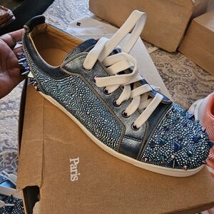 BLUE Studded Christian Louboutin Men's Sneakers